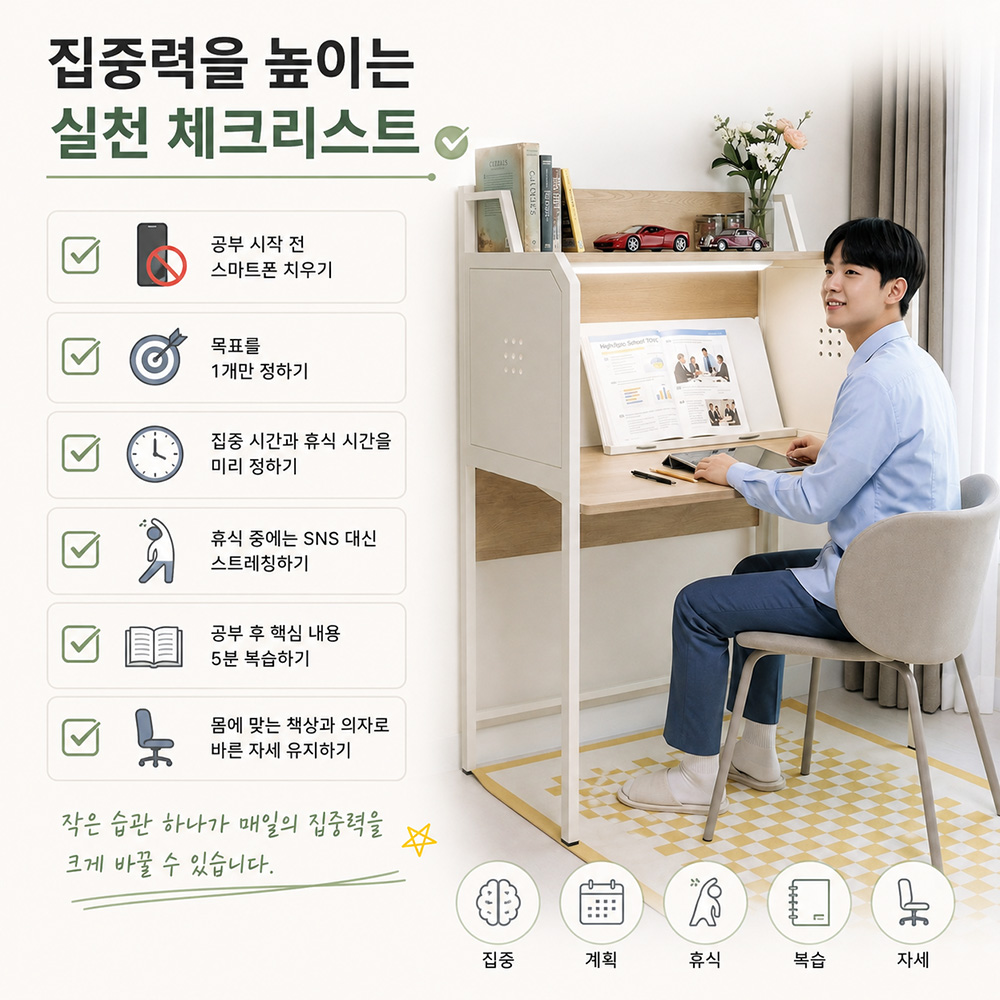 디자인블레스 독서실책상 공부자세